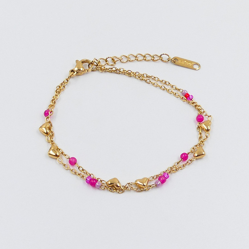 Bracelet double acier doré coeur