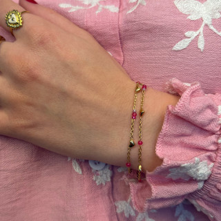 Bracelet double acier doré coeur