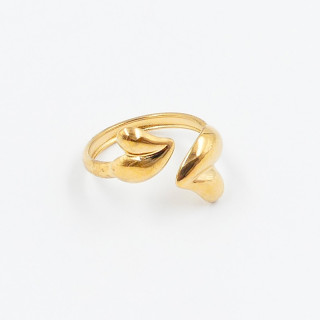 Bague ajustable acier double coeur