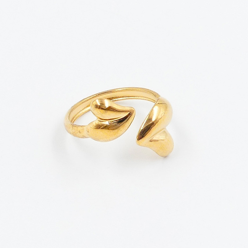 Bague ajustable acier double coeur