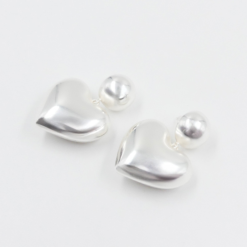 Boucles d'oreilles fantaisie argenté coeur