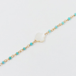 Bracelet Plaqué or links et trèfle Nacre