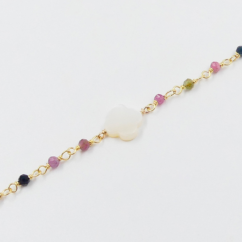 Bracelet Plaqué or links et trèfle Nacre