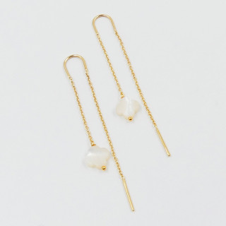 Boucles d'oreilles Dorées Pendantes trèfle nacre