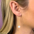 Boucles d'oreilles Dorées Pendantes trèfle nacre