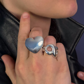 Bague large Argent coeur