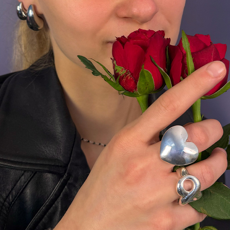 Bague large Argent coeur