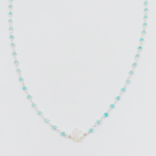 collier links amazonite et trefle nacre