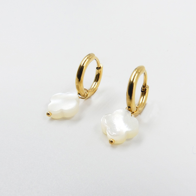 Créoles Dorées trèfles nacre