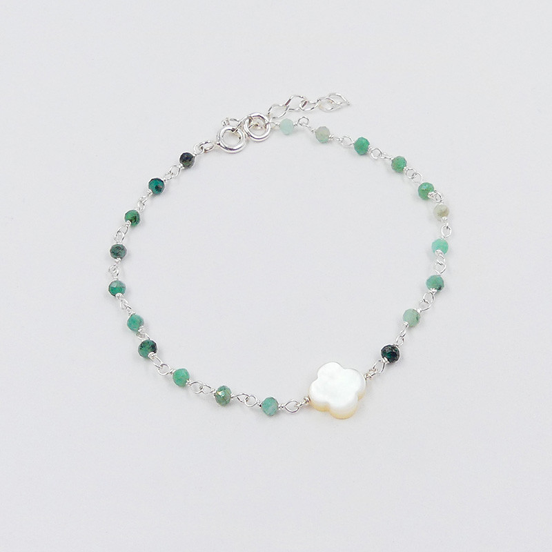 bracelet argent et émeraude