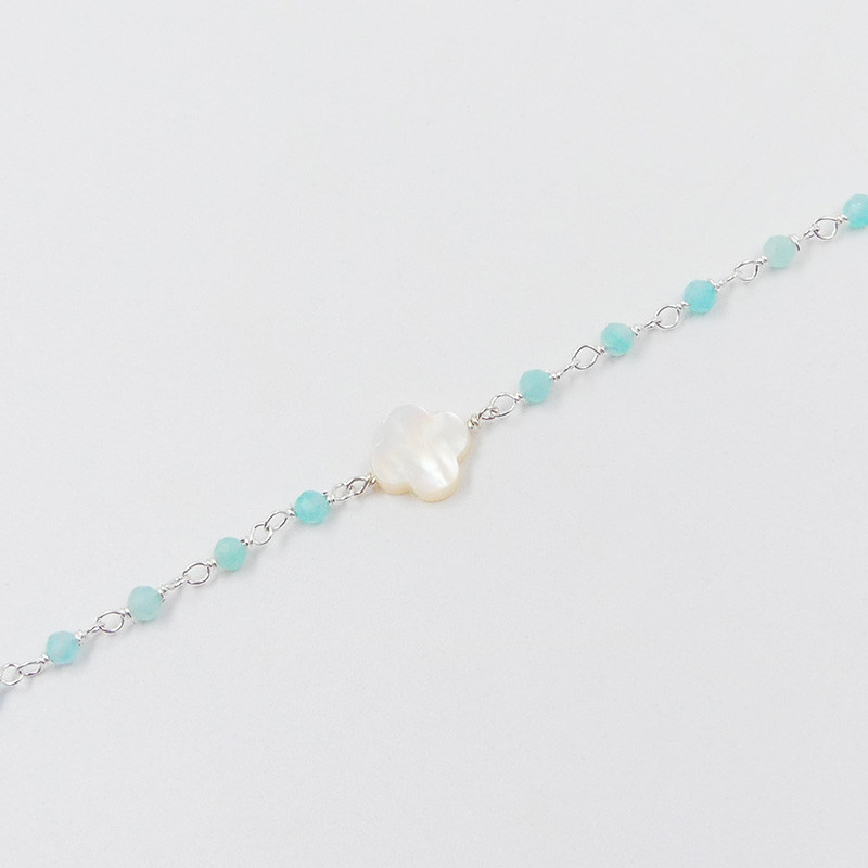Bracelet Argent links et trèfle Nacre