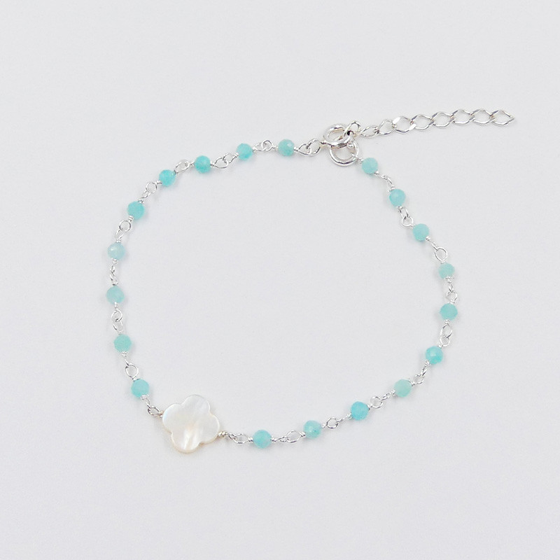bracelet argent et amazonite