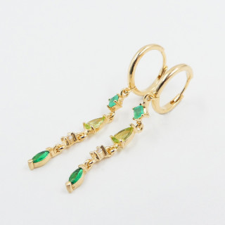 Boucles d'oreilles Plaqué Or pendantes vertes