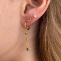 Boucles d'oreilles Plaqué Or pendantes vertes
