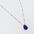 Collier Plaqué or goutte lapis et pierres fines
