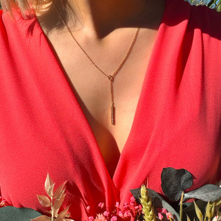 Collier Plaqué Or Cravate barrette strass