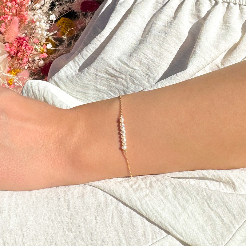 Bracelet plaqué or perles de culture