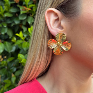 Boucles d’oreilles acier fleur striée