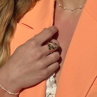 Bague acier doré double ajustable