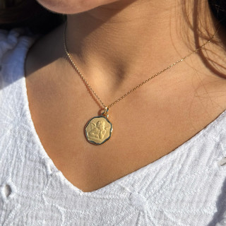 Collier Enfant Plaqué or Médaille ange 18 mm