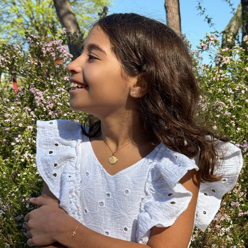 Collier Enfant Plaqué or Médaille ange 18 mm