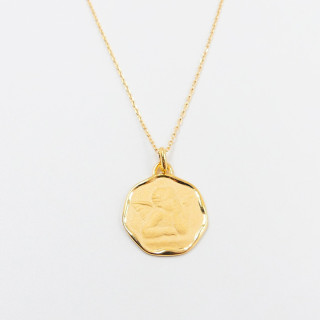 Collier Enfant Plaqué or Médaille ange 18 mm