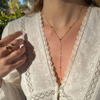 Collier cravate acier doré étoile