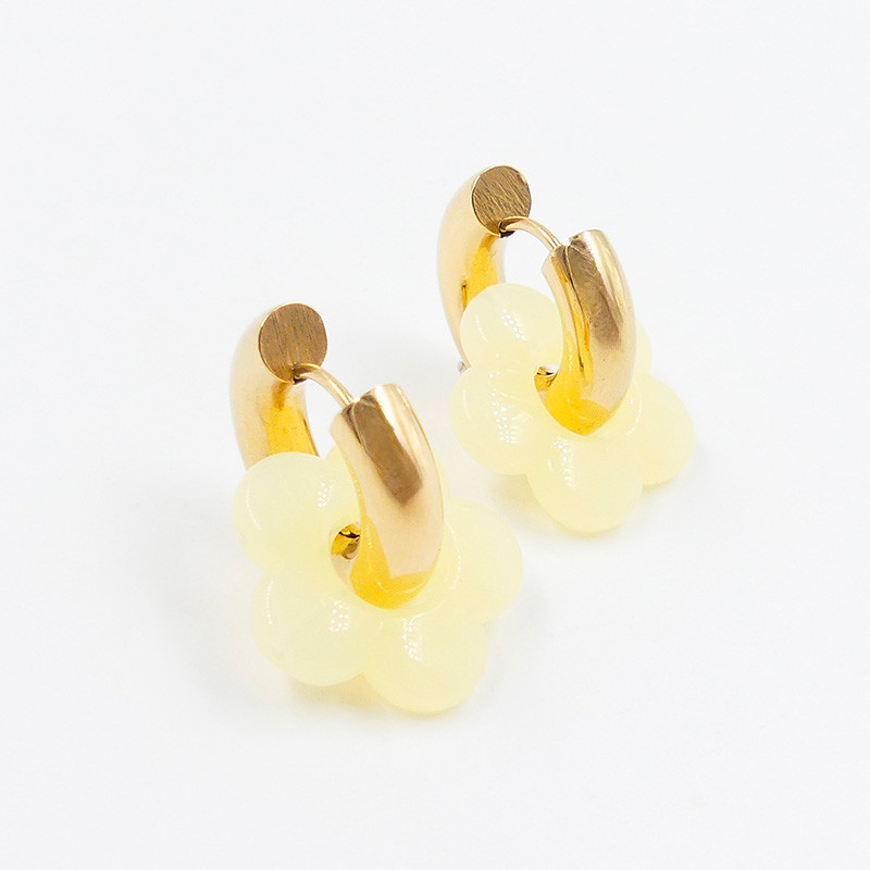 Créoles fleur jaune