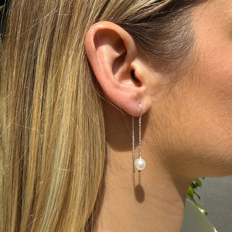 Boucles d'oreilles Argent pendantes perle
