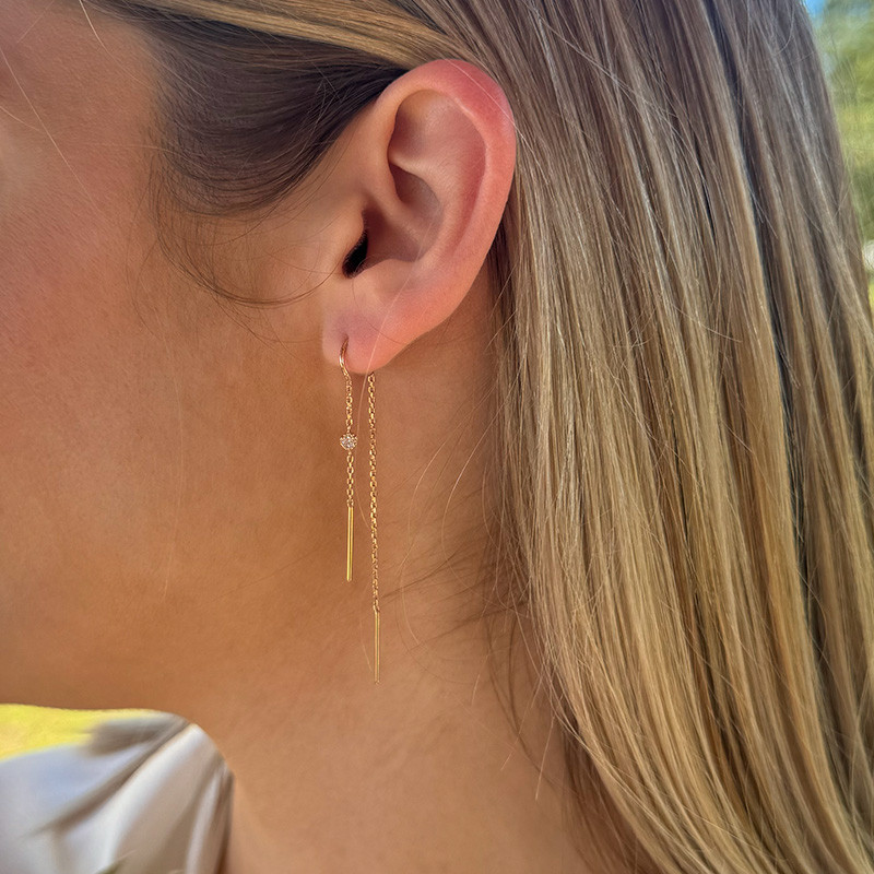 Boucles d'oreilles doré traversantes strass