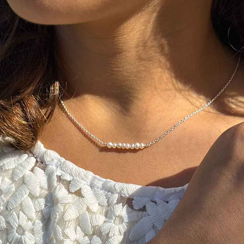 Collier enfant Argent barrette de perles