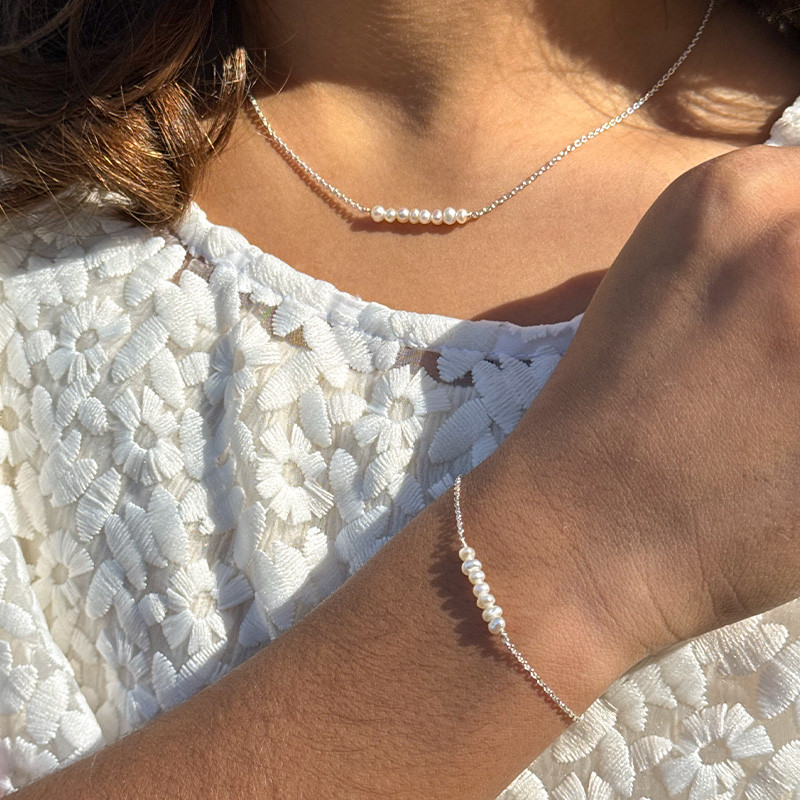 Collier enfant Argent barrette de perles