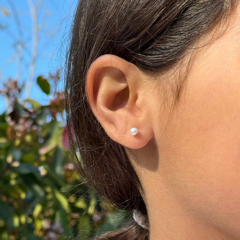Clous Argent Enfant perles d'eau douce