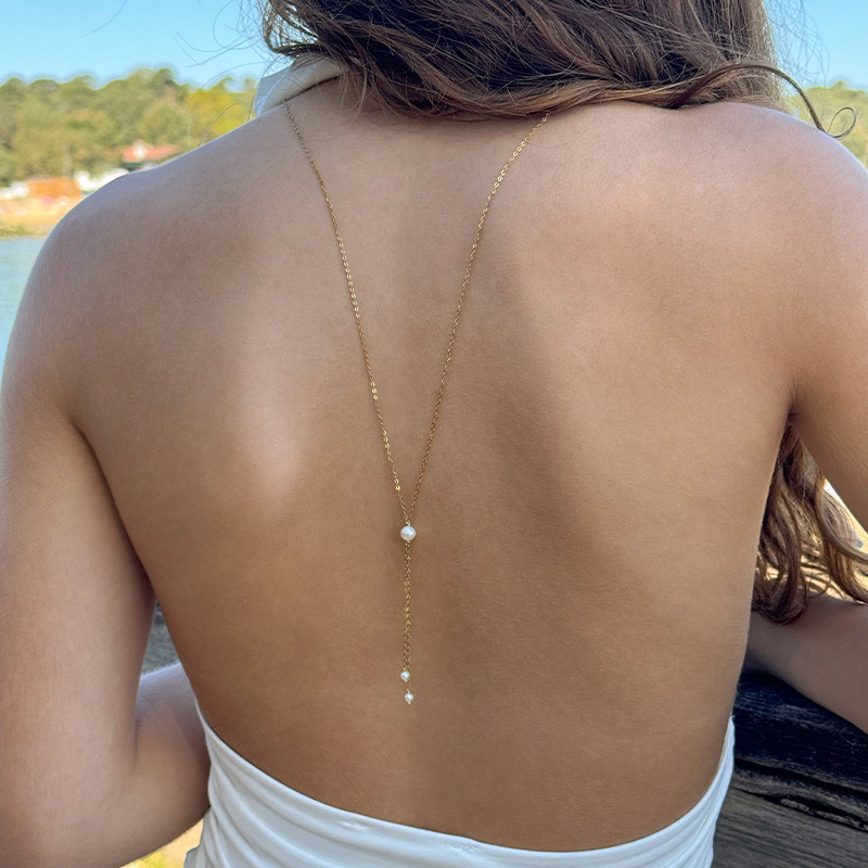 Collier de Dos Acier & Perles de Culture