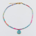 Collier Cordon Liberty coloré & étoile de mer bleue