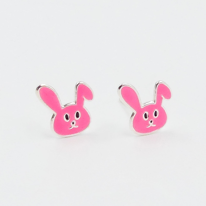 Clous Argent Enfant lapin rose