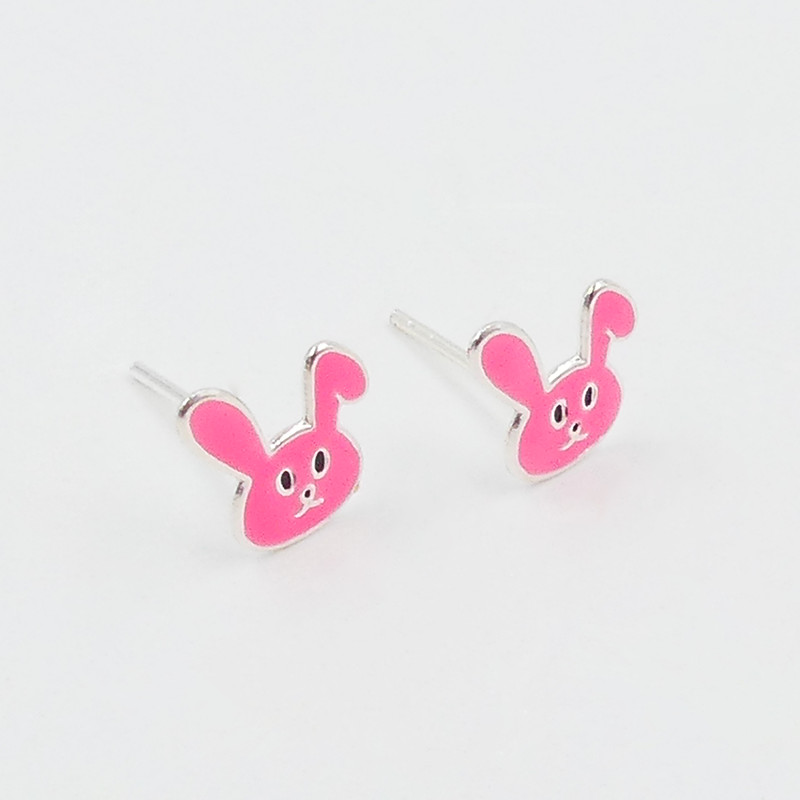 Clous Argent Enfant lapin rose