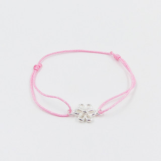 Bracelet Enfant Cordon Rose Pailleté et fleur