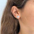 Clous argent enfant multi fleurs rondes