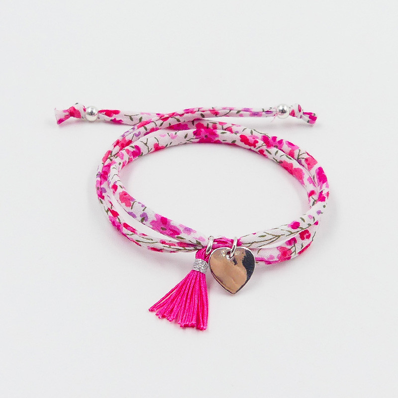 Bracelet enfant Cordon Liberty rose et coeur