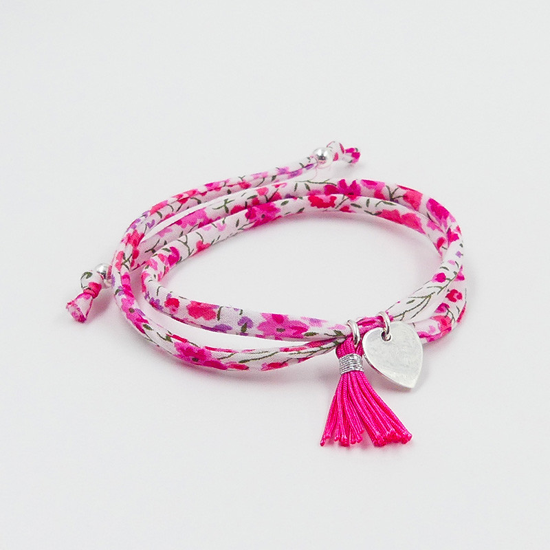Bracelet enfant Cordon Liberty rose et coeur