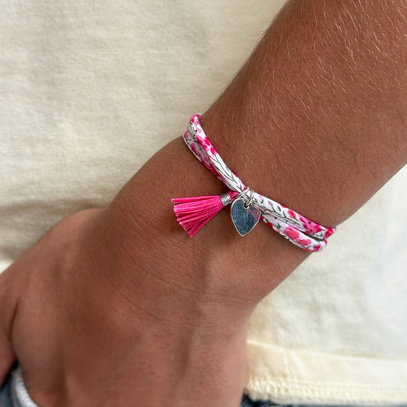Bracelet enfant Cordon Liberty rose et coeur