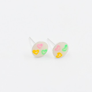 Clous argent enfant multi coeurs ronds