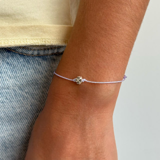 Bracelet cordon violet enfant trèfle argent