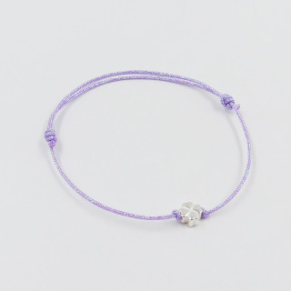 Bracelet cordon violet enfant trèfle argent