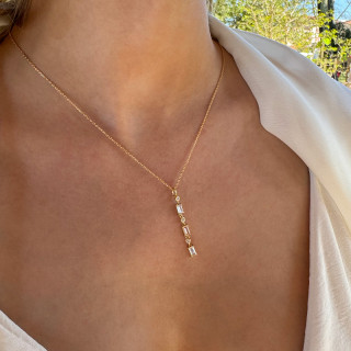 Collier Plaqué Or pendentif strass