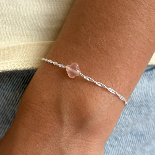 Bracelet Enfant Argent trèfle rose