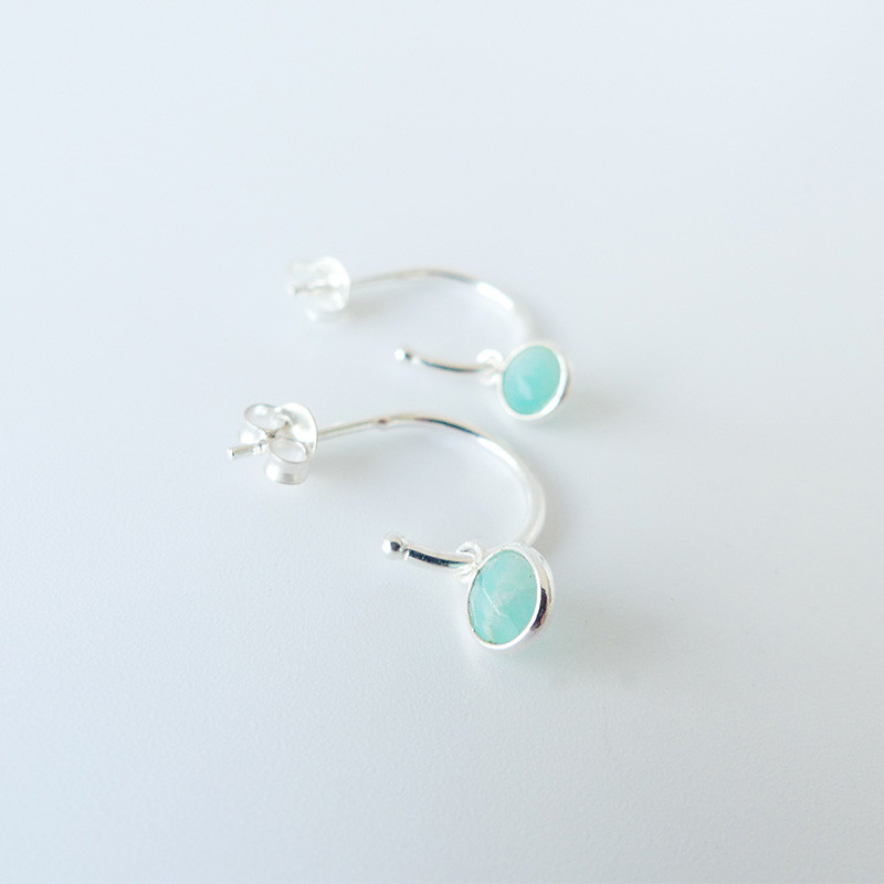 Mini créole Argent Amazonite ou Onyx vert