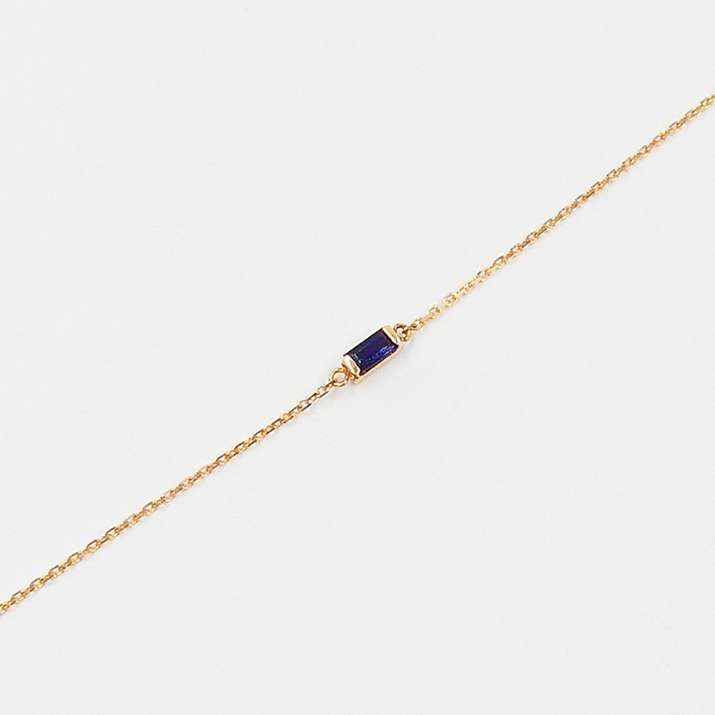 Bracelet or 18 carats baguette Saphir bleu