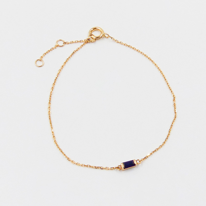 Bracelet or 18 carats baguette Saphir bleu